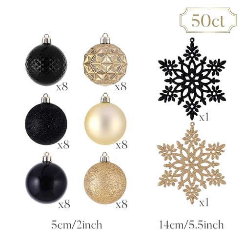 50ct Christmas Tree Decorations Ball Ornaments 2 Inches (50 Count)