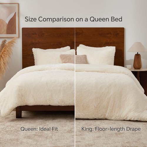Cream White Fluffy Comforter Set King