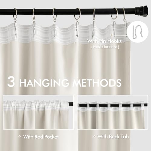 Ivory Back Tab Blackout Curtains 52x84 Inch Length 2 Panels Set (2 Count)