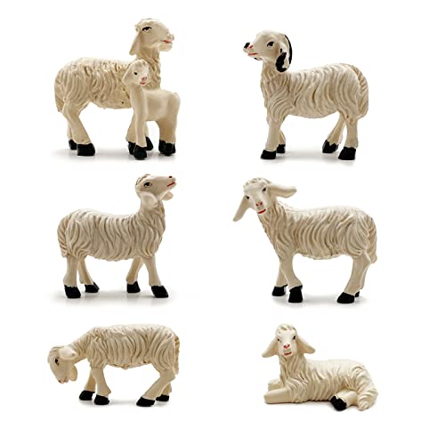 Miniature Sheep Figurines 6 Pcs Mini Sheeps for Nativity Scene Garden Decor (6 Count)