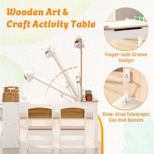 Kids Art Table and Chair Set with 2 Chair & Bins