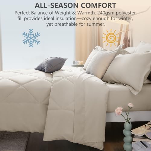 Twin Comforter Set 68"x88" Beige