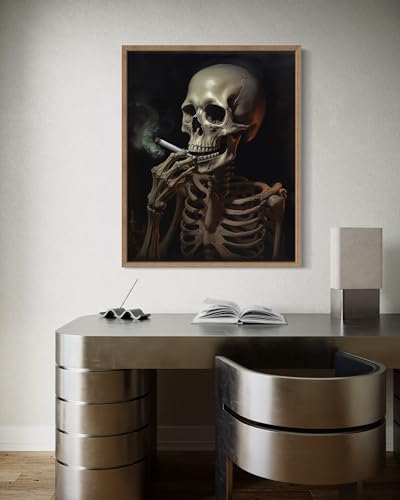 Skull Smoking Ciggarettes Poster Art Print