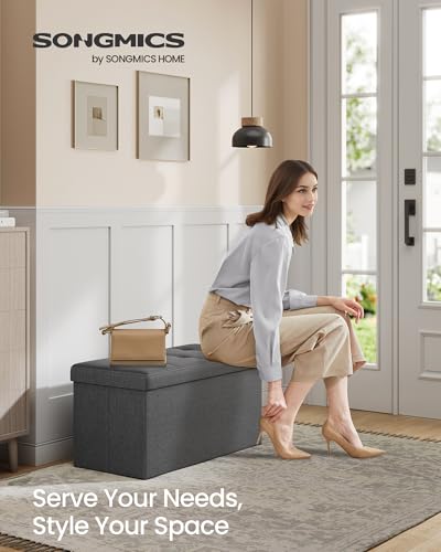 30 Inches Folding Storage Ottoman Bench