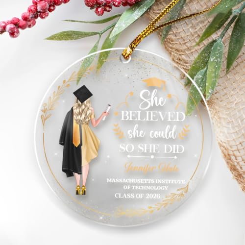 Personalized Graduation Ornament She Believed She Could So She Did Class of 2024 Christmas Acrylic Ornaments Keepsake Gifts Xmas Tree Decorations