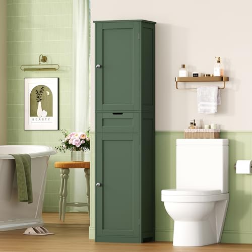 66.9" Tall Bathroom Storage Cabinet with 2 Doors & 1 Drawer