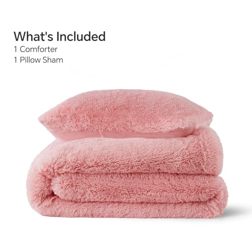 Pink Fluffy Comforter Set Twin