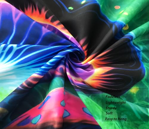 Blacklight Mushroom Tapestry Glow In The Dark Fantasy Forest Tapestry UV Reactive Magic Tapestries Wall Hanging Decor for Bedroom Dorm Living Room