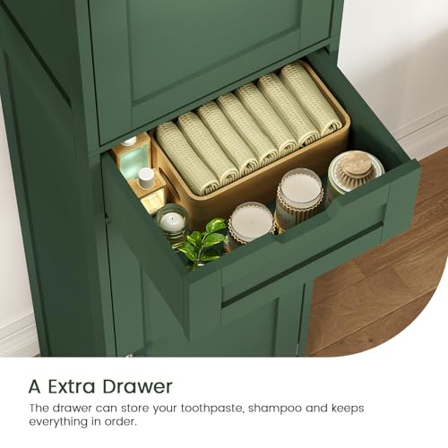 66.9" Tall Bathroom Storage Cabinet with 2 Doors & 1 Drawer
