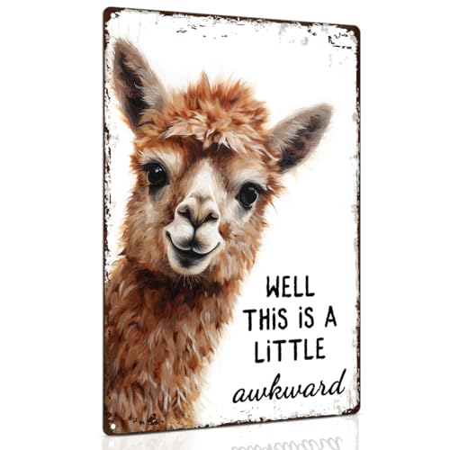 Alpaca This Is Awkward Metal Tin Sign Vintage Bathroom Decor 8x12"