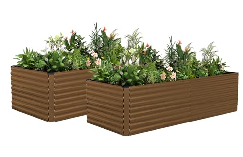 8x4x3ft Outdoor Metal Raised Garden Bed