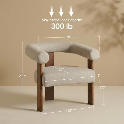 Barrel Accent Chairs Set of 2 with Armrests and Walnut Wood Legs (2 Count)
