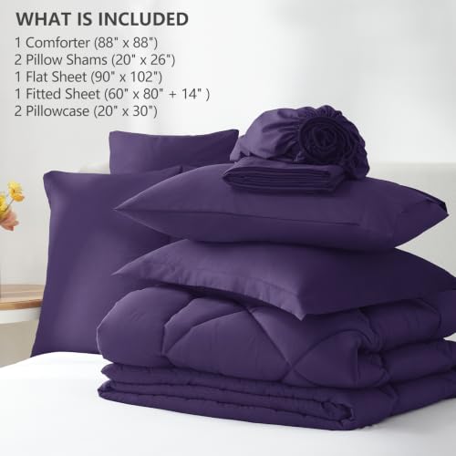 Queen Comforter Set 88"x88" Purple