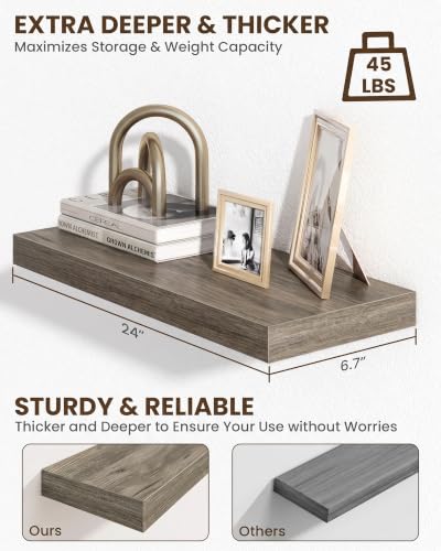 24" Floating Shelves for Wall (2 Count)
