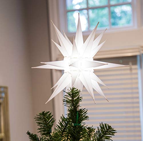 12" Bright White LED Moravian Star Tree Topper