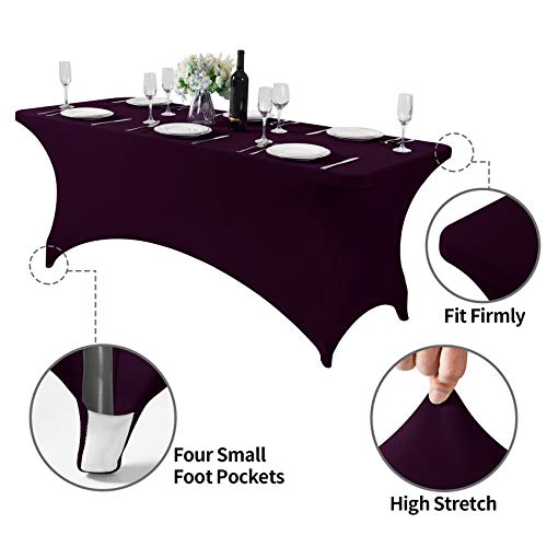 2Pack Spandex Table Cover for 6Ft or 4fT or 8ft Table Universal Fitted Stretch Tablecloth for Party (2 Count)