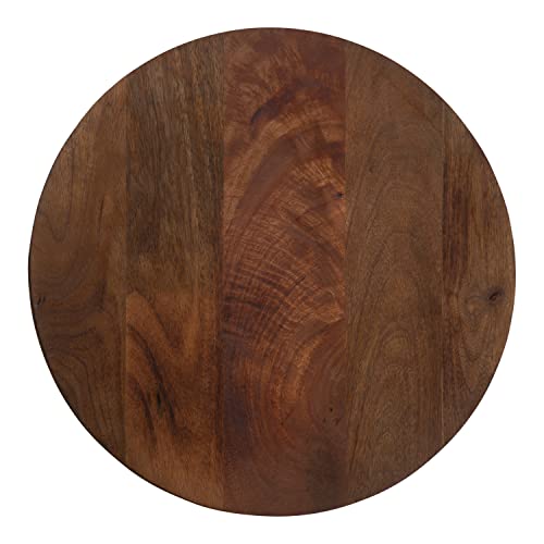 Aja Modern Side Table; 15 x 15 x 23; Walnut Brown; Decorative Modern Geometric Wood Bedroom Nightstand Table with Round Tabletop and Unique Slanted Legs