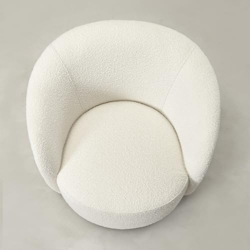 34" W Mid Century Modern Boucle Swivel Barrel Chair