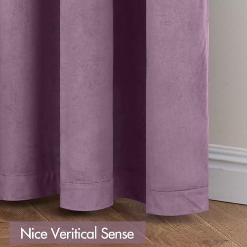 Lavender Blackout Velvet Curtains Drapes 90 Inch Long 52"x90" (2 Count)