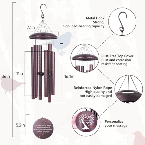 Personalized Memorial Life Tree Wind Chimes for Loss Loved One