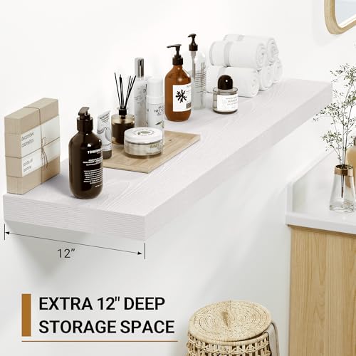 White Floating Shelves 12 Inches Deep (2 Count)