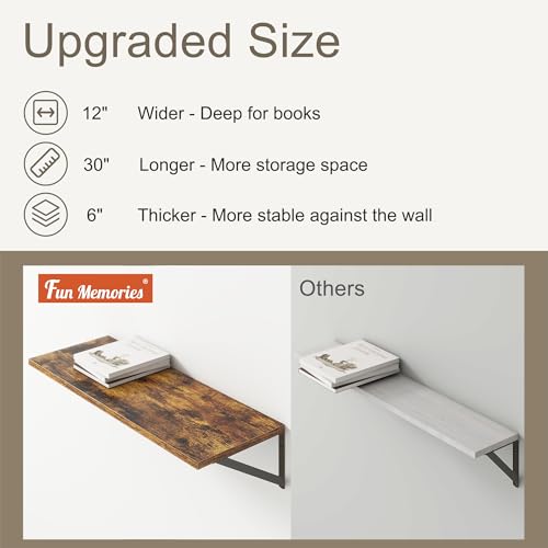 12 Inch Deep Floating Shelves (2 Count)