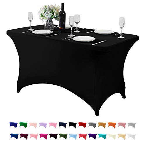 Spandex Table Cover for 4FT or 6ft or 8ft Table Universal Fitted Stretch Tablecloth for Party