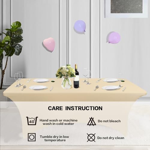 4FT Table Cloth for Rectangular Spandex Champagne Table Cover