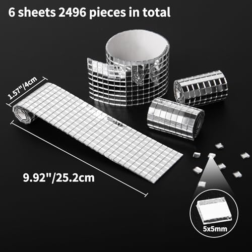 Self Adhesive Glass Mirror Mosaic Tiles (6 Count)