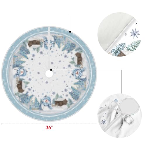 Snowflake Snowman Cardinal Christmas Tree Skirt 36 Inch