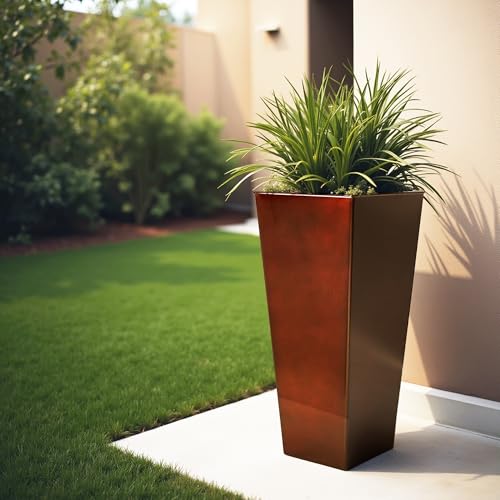 Garden 25" Large Metal Glazed Planter Set of 2 (2 Count)
