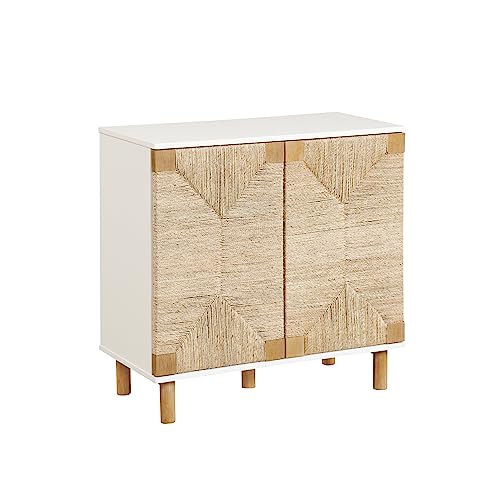 Beacon Accent Natural Sideboard Storage Cabinet TV Stand with Adjustable Interior Shelf and Seagrass Doors