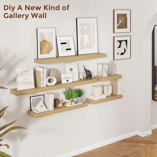 55 Inch Floating Shelves for Wall 8 Inch Deep Oak Shelves Set of 2 (2 Count)