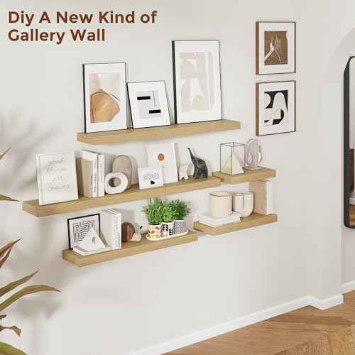 24 Inch Floating Shelves for Wall Oak Shelves Set of 2 (2 Count)