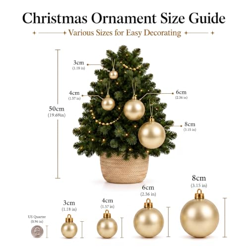 24ct Champagne Christmas Ornaments for Tree Decorations (24 Count)