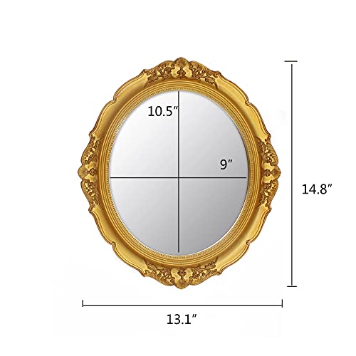 14.8 x 13.1 inch Oval Wall Mirror Vintage Style Wall Mounted