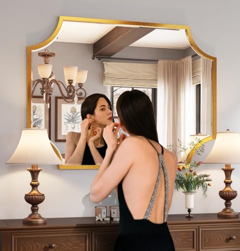 30"x40" Gold Foil Metal Scalloped Decorative Wall Mirror