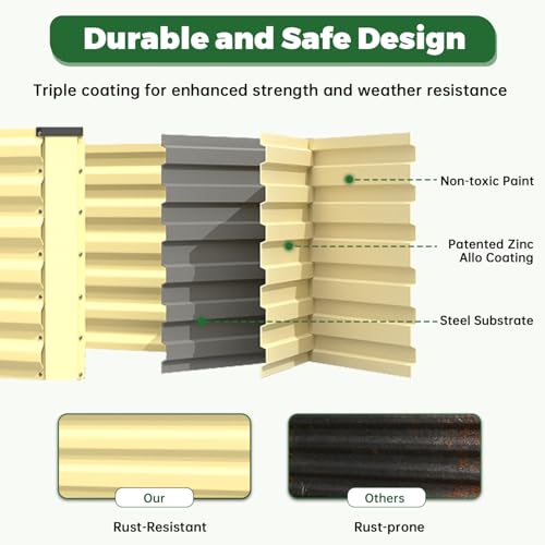 8x4x2ft Outdoor Metal Raised Garden Bed