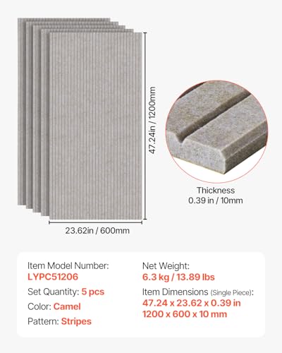 5 Pack Acoustic Panels with Self Adhesive
