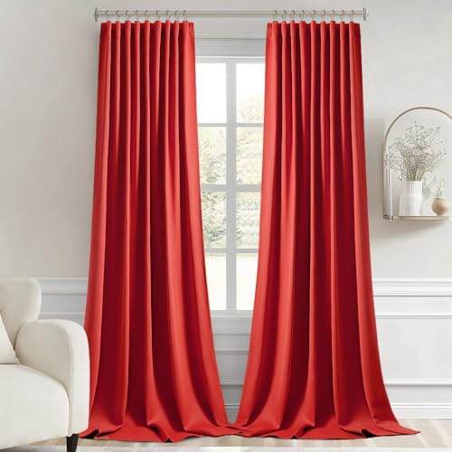 Christmas Red Back Tab Blackout Curtains 52x96 Inch Long 2 Panels (2 Count)