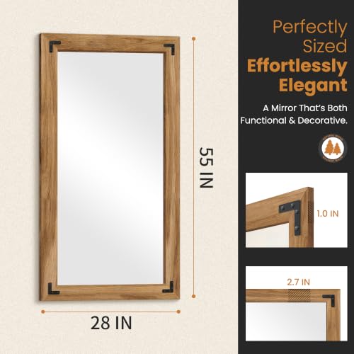 Wood Framed Full Length Mirror for Wall