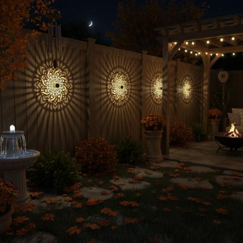 4 Pack Solar Fence Lights Metal Solar Powered Outdoor Wall Deck Step Lights Mandala Theme Waterproof Fence Light for Garden Post Patio Backyard Decor (4 Count)