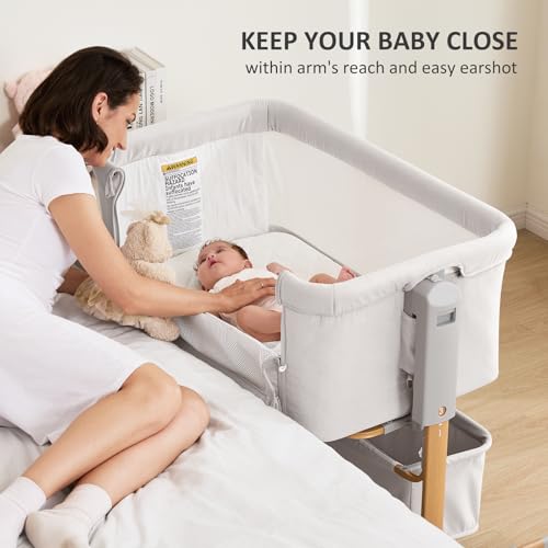 3-in-1 Baby Bassinet, Bedside Sleeper & Rocking Bassinet for Newborn