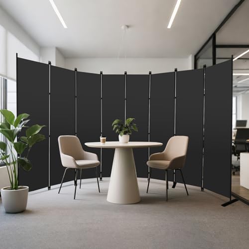 8 Panel Black Room Divider 6ft Tall Indoor Folding Privacy Screen (8 Count)