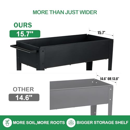 31.5" Tall Elevated Mobile Raised Garden Bed with Wheels and Shelf