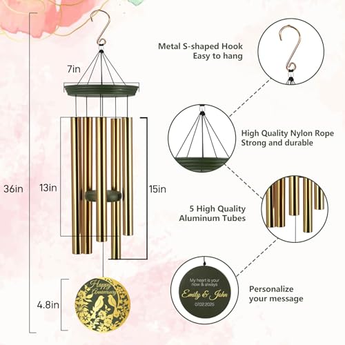 Happy Anniversary Wind Chimes Personalized