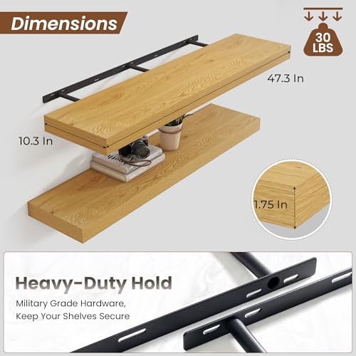 Floating Shelves 47.2" W x 10.3" D Oak Set of 1