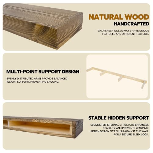 Floating Shelves 3 inch Thick for Wall Set of 2