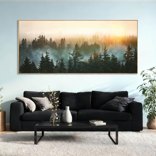 Nature Wall Art Tree Wood Wall Decor Forest Canvas Pictures 32"x70" Bedroom Artwork Over Bed Poster for Dining Room Office