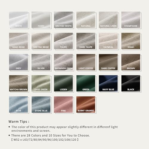 100% Blackout Linen Curtains for Bedroom 90 inches Long (2 Count)